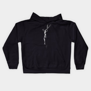 Crucifixion of Jesus Christ in Grayscale Kids Hoodie